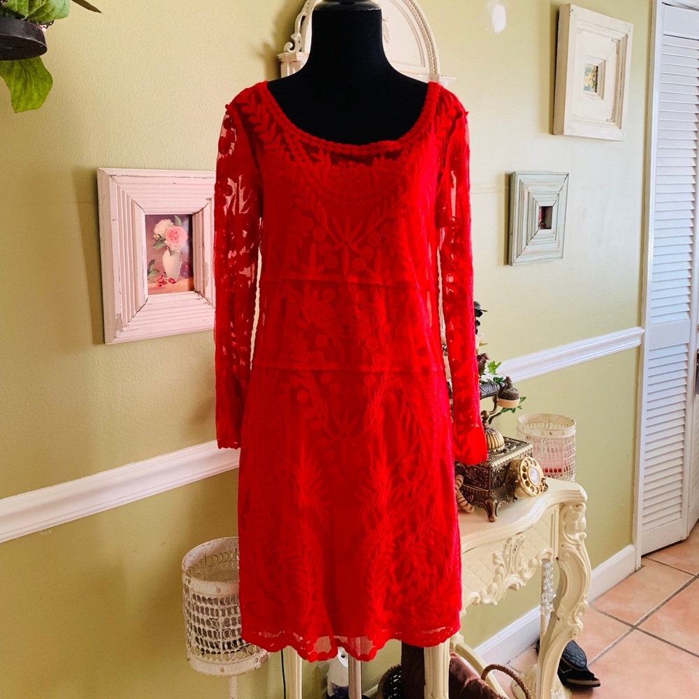 Express Laced Red Dress